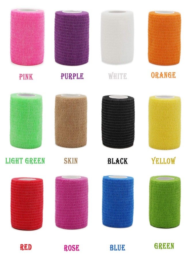 Jonyee First Aid Self Adherent Cohesive Bandages, First Aid Tape Cohesive Wrap Bandage, Colorful Bandages(2 inches x 5 Yards,12 Packs,Colorful) - Image 2